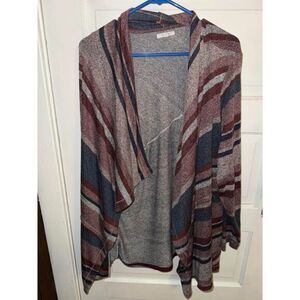 Maurices Cozy Striped Open Front Cardigan‎ Sweater in Mauve and Navy Size 2X